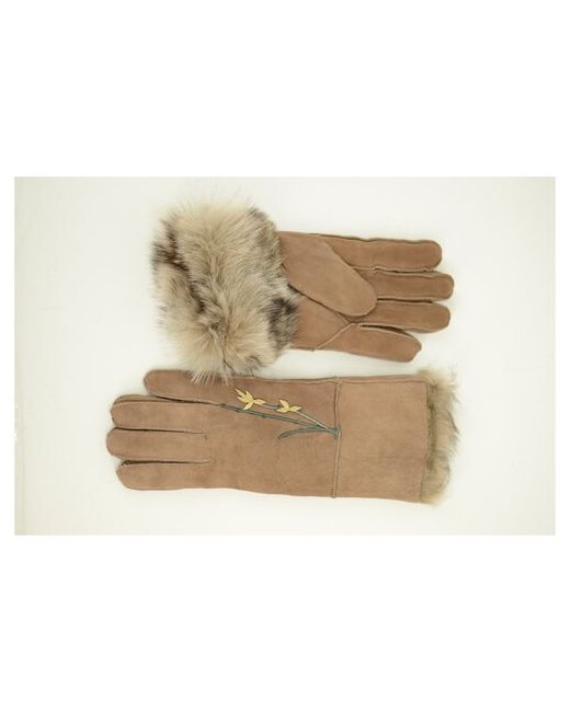 Happy Gloves Перчатки зимние натуральная замша с натуральным мехом цветочки размер 75