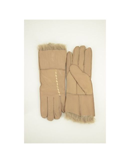 Happy Gloves Перчатки кожаные зимние с натуральным мехом волны светлые размер 7