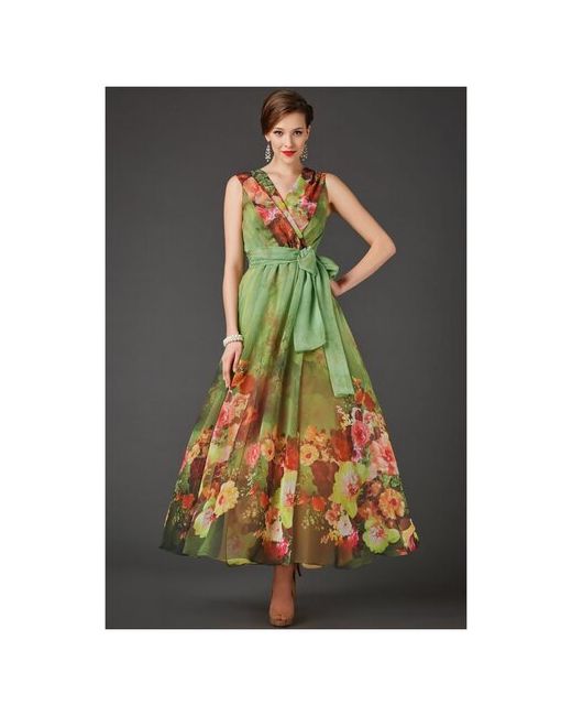 Арт-Деко Платье размер 50 красный/салатовый/зеленый/бордовый