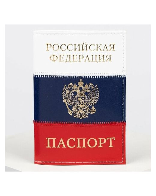 Nobrand Кожаная обложка на паспорт Российский триколор