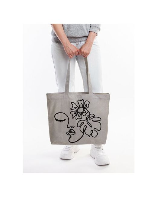 JoyArty Текстильная сумка Девушка загадка на молнии для пляжа и фитнеса