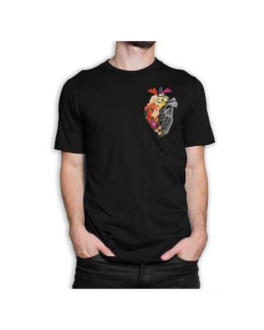 Dream Shirts Футболка DreamShirts Цветочное Сердце Черная XL