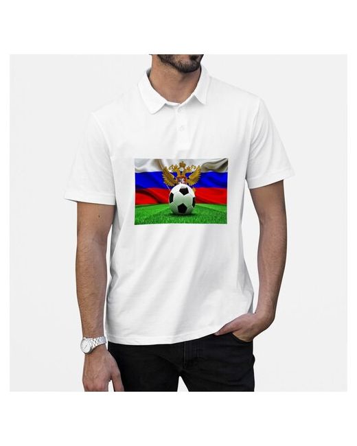 CoolPodarok Рубашка поло Футбол Футбольный мяч Герб Трава Флаг