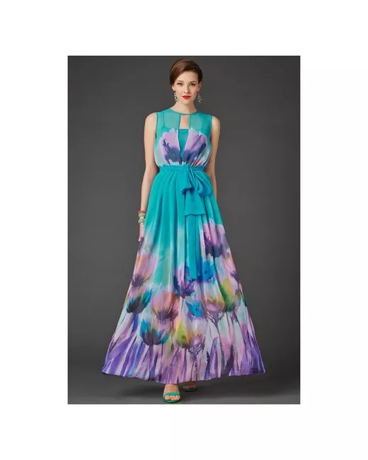Арт-Деко Платье размер 44 розовый/бирюзовый/голубой/фиолетовый