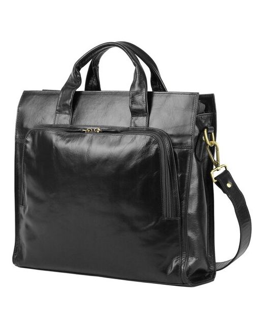 Bufalo Черная деловая сумка из гладкой телячьей кожи с наплечным ремнем UJ-15