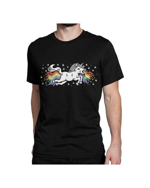 Dream Shirts Футболка DreamShirts Единорог и Радуга черная XS