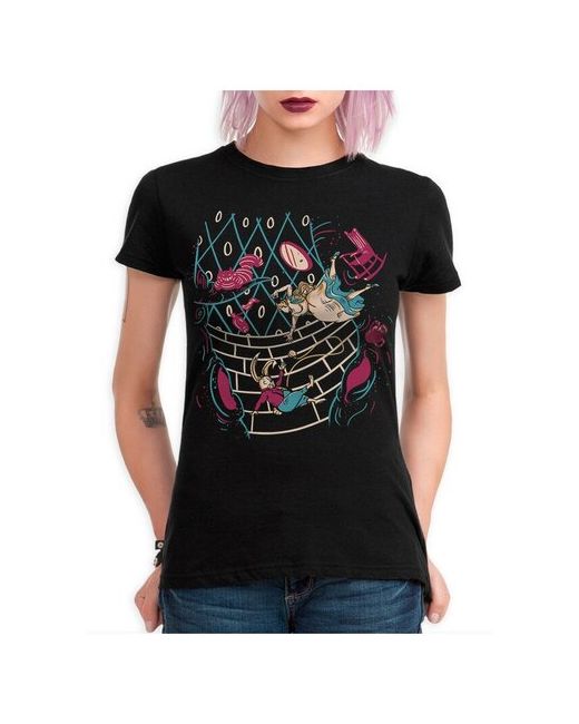 Dream Shirts Футболка Алиса в стране Чудес Чеширский кот Черная XL