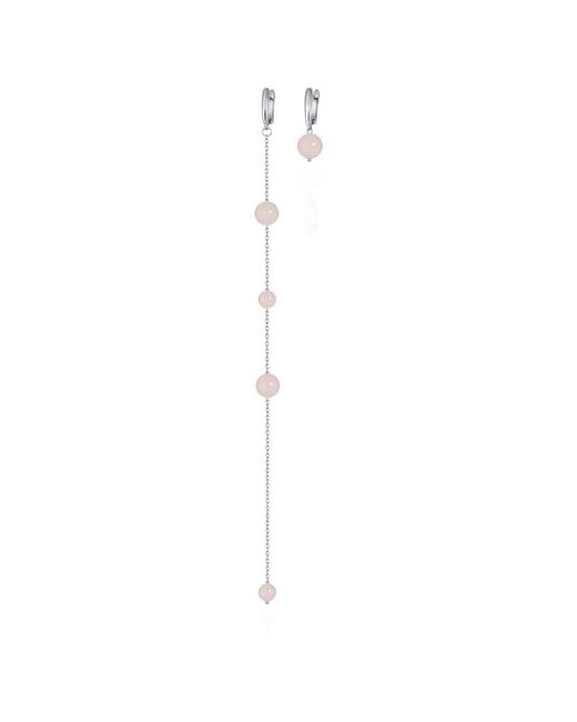 L'Attrice Асимметричные длинные серьги с натуральным розовым кварцем