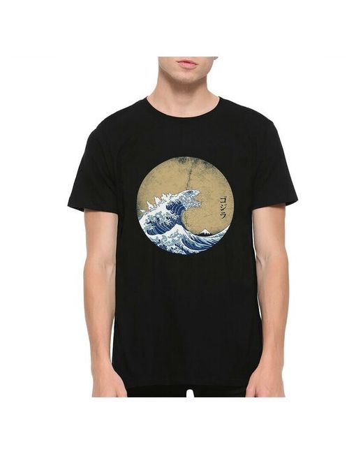 Dream Shirts Футболка Годзилла и Большая Волна черная XL