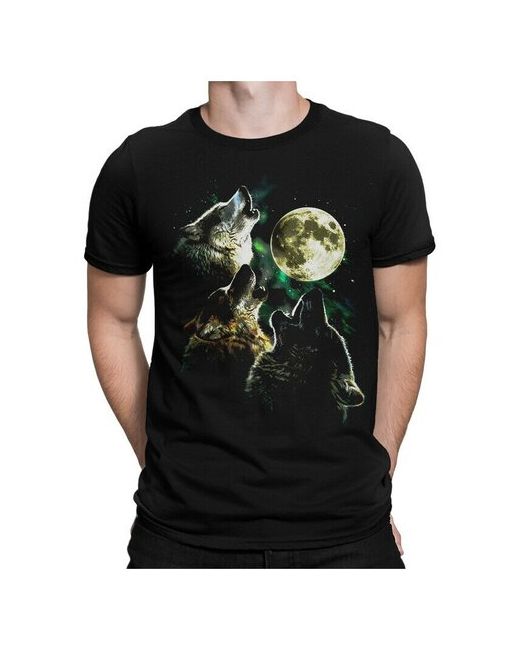 Dream Shirts Футболка Волки воют на луну черная 2XL