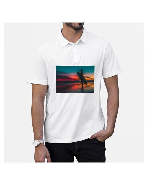 CoolPodarok Рубашка поло Сёрфинг Сёрфер Доска для Сёрфинга Смотрит в море