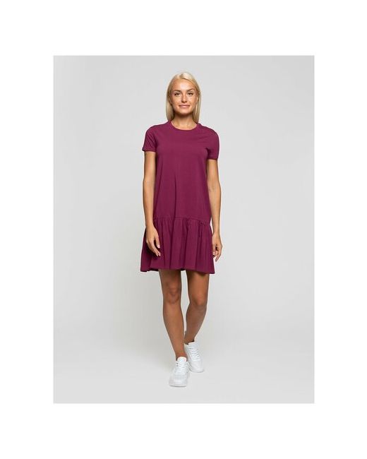 Lunarable платье футболка с воланом внизу вишневое размер 42XS