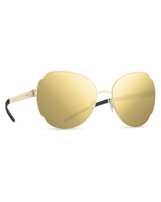 Gresso Титановые солнцезащитные очки Valeria круглые золотые