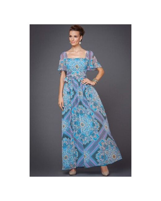 Арт-Деко Платье размер 44 зеленый/голубой/фиолетовый