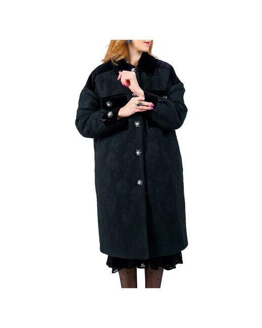 Iya Yots Пальто-рубашка-пуховик с серыми пуговицами брошами 42-52