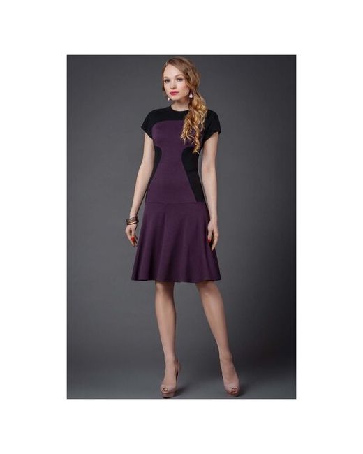 Арт-Деко Платье размер 50 бордовый/черный/пурпурный