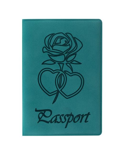Staff Обложка для паспорта бархатный полиуретан Роза темно-бирюзовая 237620 2 шт.