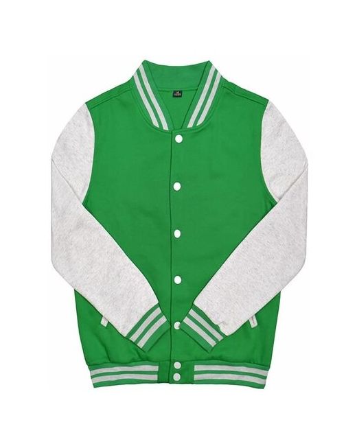 Street Style Куртка бомбер Varsity Classic Jacket V 2 зелёный с светло-серыми рукавами XL