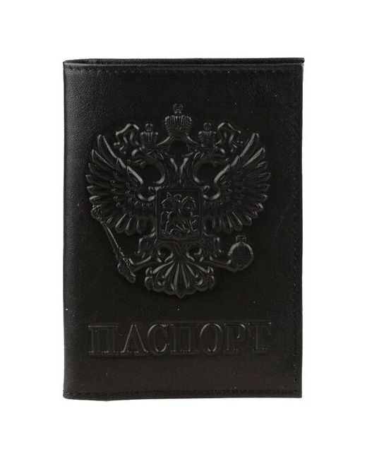 Nobrand Кожаная обложка на паспорт Россия чёрного цвета