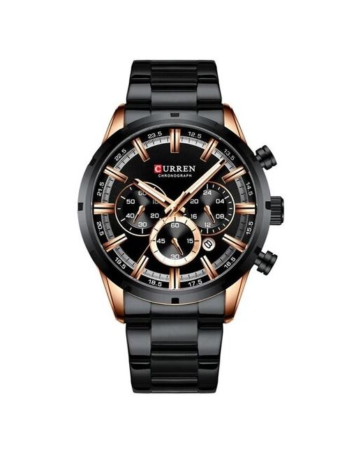 Curren Часы с хронографом черные Наручные кварцевые часы CUR 8355 в подарочной упаковке Спортивные на браслете