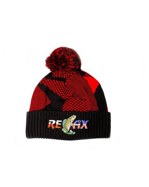 Relax Фирменная вязанная шапка красная с черным 58