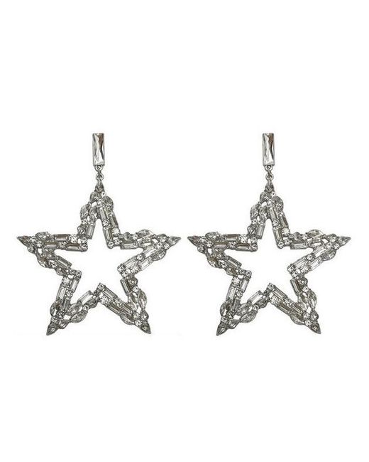 4Love4You Cерьги звезды серебро со стразами бижутерия сережки молодежные
