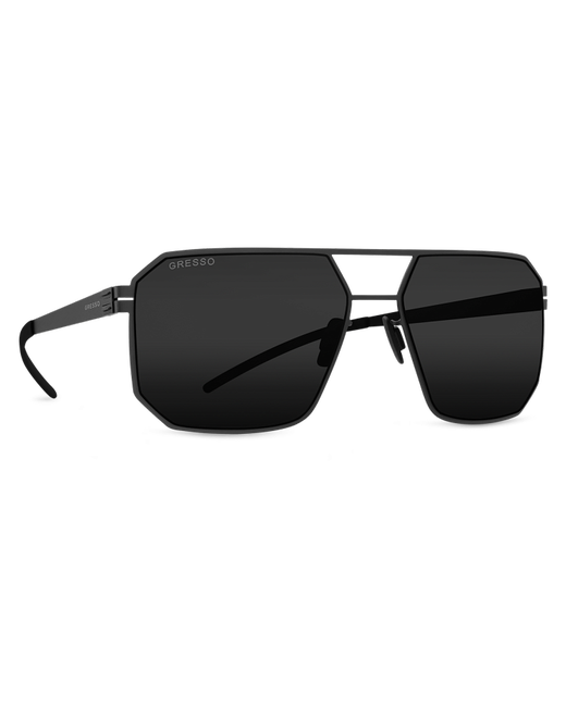 Gresso Титановые солнцезащитные очки Berlin квадратные черные