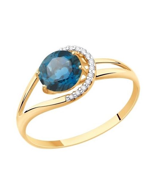 Diamant Кольцо из золота с синим топазом и фианитами 51-310-00220-2