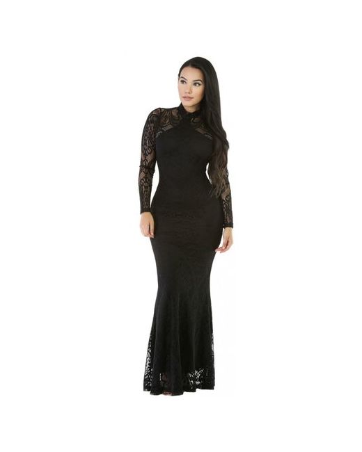 ChiMagNa Черное платье длинное с полупрозрачным верхом D61319 44рр M