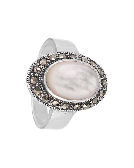 Серена-Сильвер Серебряное кольцо Ретро с перламутром и марказитами