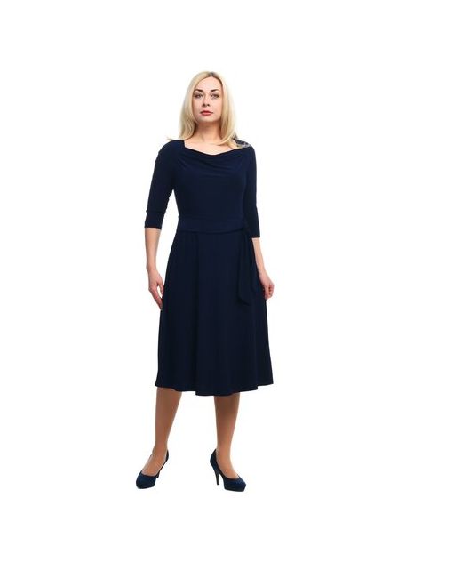 plus size OLS Платье нарядное классическое с поясом воротник качели 3/4 рукав plus большие размеры OL/1805028/1-64