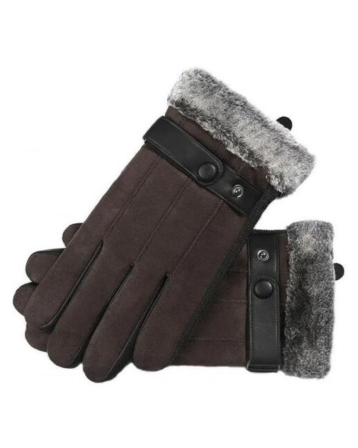 Gsmin Кожаные перчатки с мехом Leather Gloves 4 для сенсорных экранов