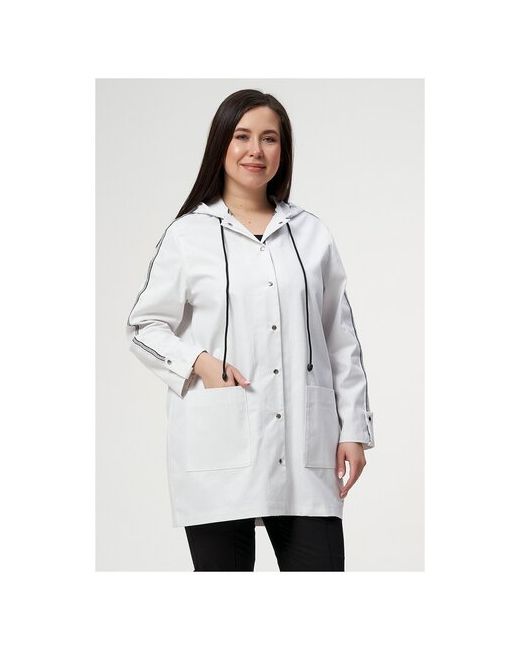 plus size OLS Куртка-ветровка из белой джинсовой ткани с мерцающим эффектом капюшоном и карманами plus большие размеры OL/2117001-56