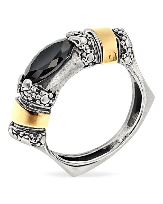 Eilat Серебряное кольцо Yaffo с черным фианитом и золотом SAR908