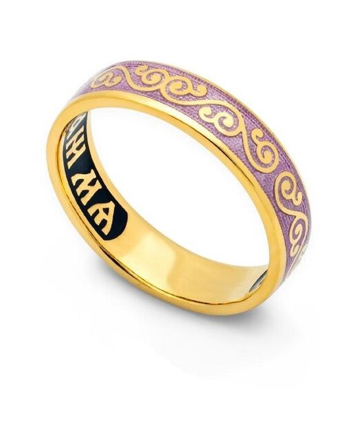 Деревцов Серебряное кольцо Спаси и сохрани с эмалью сиреневого цвета KLSPE0511 Размер 155