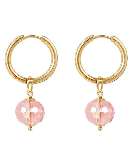 Strekoza Collection Серьги кольца бижутерия с подвесками из розового хрусталя АБ в огранке