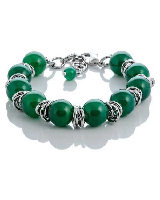 L'Attrice Дизайнерский браслет на руку с крупными натуральными камнями зеленого агата