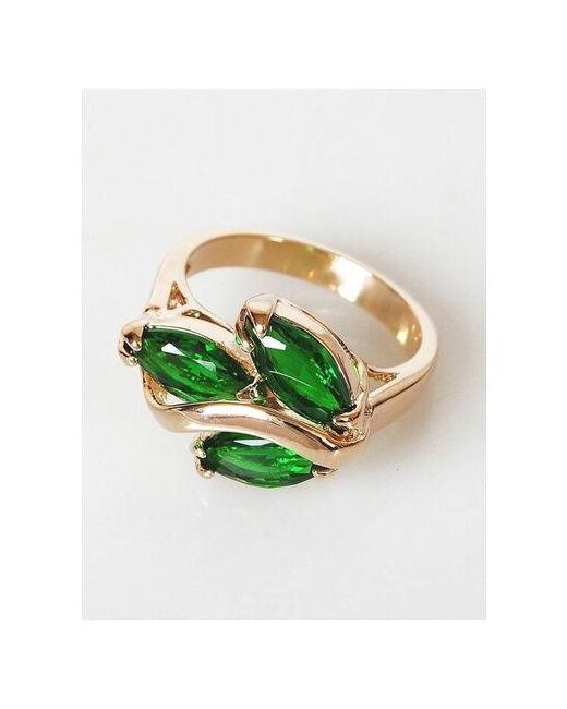 ForMyGirl Позолоченное кольцо с зелеными фианитами