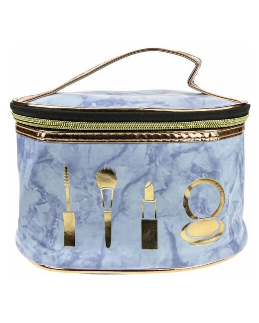Lucky Косметичка-чемоданчик Lukky мраморная с золотом голубая 21х23х16 см пакет бирка Т21401
