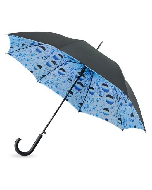 Yoogift Зонт-трость Капли воды полуавтоматический с двухслойным куполом черный голубой