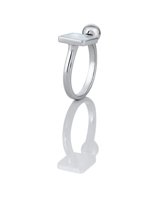 Balalaika Дизайнерское серебристое кольцо бижутерное с перламутровой вставкой