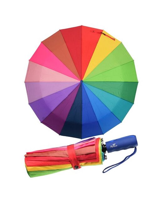 Popular зонт складной радуга 16 мощных спиц