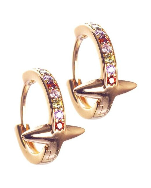 Xuping Jewelry Серьги кольца с дорожкой фианитов бижутерия под золото Xuping