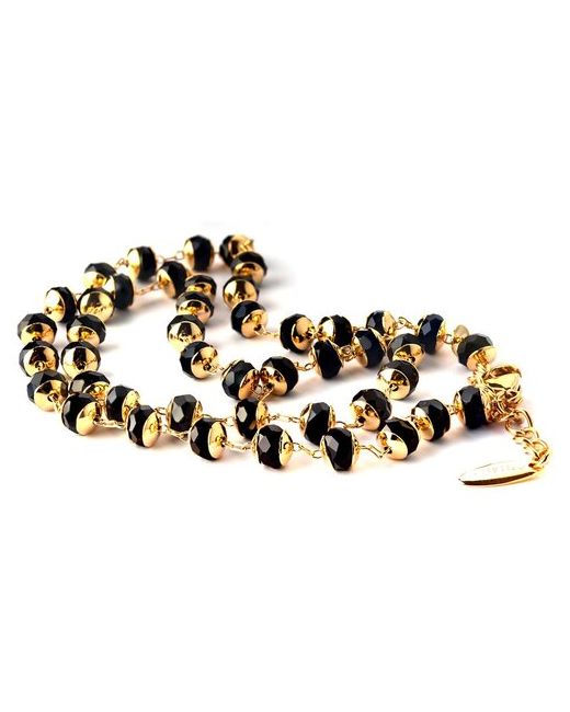 Xuping Ожерелье бусы на шею с черными фианитами бижутерия под золото