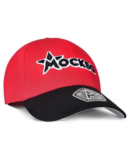 Лого Москва Бейсболка красная с черным козырьком черной 3D-вышивкой Москва белым контуром