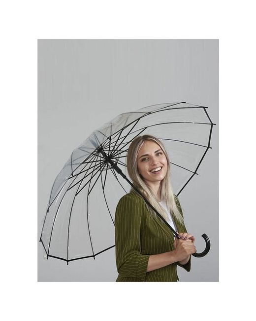 Angel Зонт автоматический зонт тростьженский зонтик защитой от ветра светоотражающей черный-прозрачный