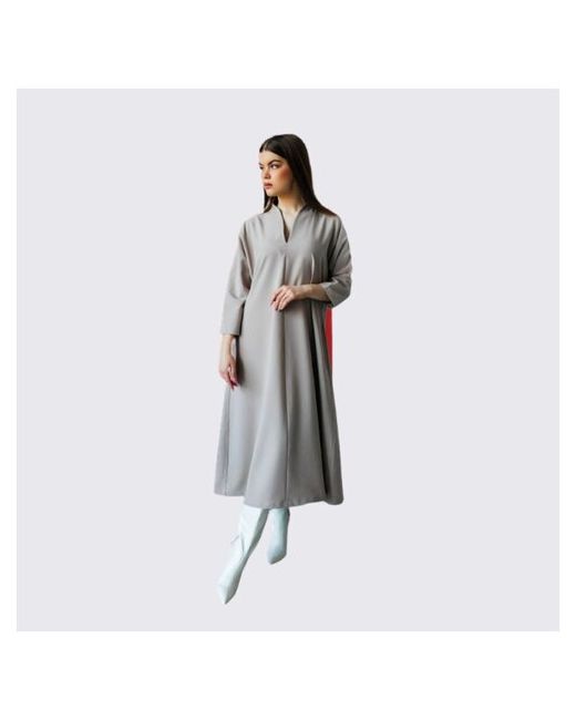 Mk-brand Платье в светло-бежевой расцветке свободного кроя оверсайз 54/60 размер