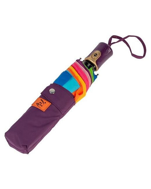 Baziator Зонт складной автомат цветной с радугой на краях бордовый зонт классический чехлом легкий яркий дизайн