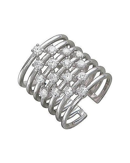 Эстет Безразмерное кольцо неделька из серебра с россыпью фианитов