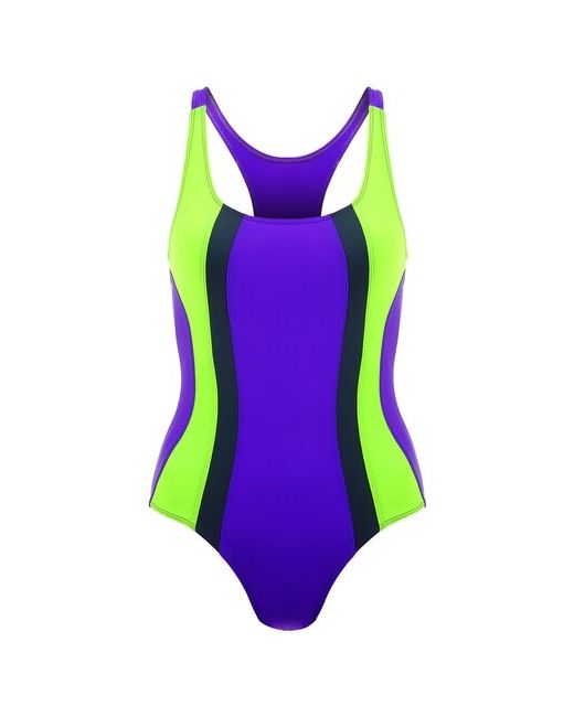 Onlitop Купальник для плавания сплошной ярко фиолетовый/неон зеленый